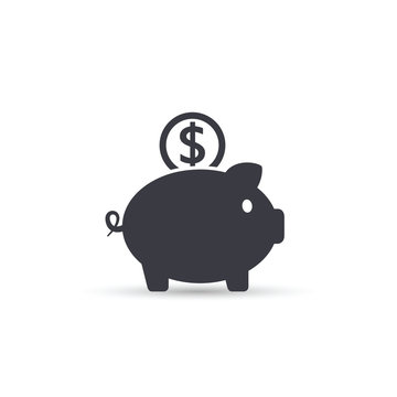Piggy bank saving money icon.