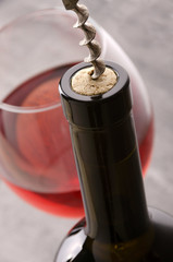 Wine. Wine bottle with wine glasses and corkscrew.