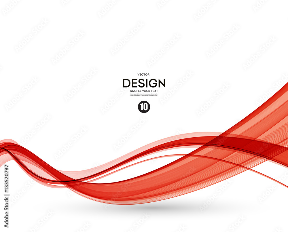 Poster abstract red wavy lines