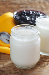 Homemade yogurt with blueberry jam