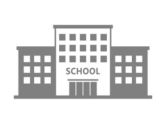 School vector icon on white background, isolated building