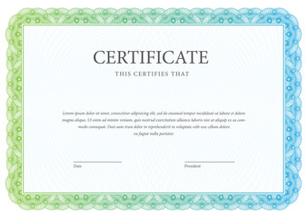 Certificate. Template diploma currency border.