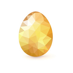 Golden egg from the mosaics, pattern, triangles for Easter. Happy Easter greeting card decorated low poly triangles elements. Template for vip banners or card, exclusive certificate, luxury voucher