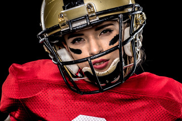 American football player in helmet