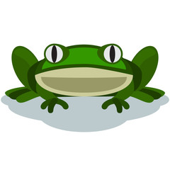 Animated, cartoon frog sitting.