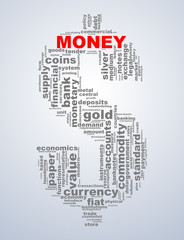 Fototapeta na wymiar Wordcloud tags of dollar sign symbol