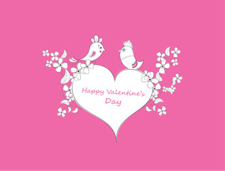 Hand Drawn Romantic Vector Design, Valentines Day Greetings Card.