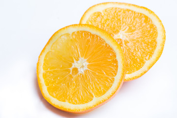 orange sliced on a white
