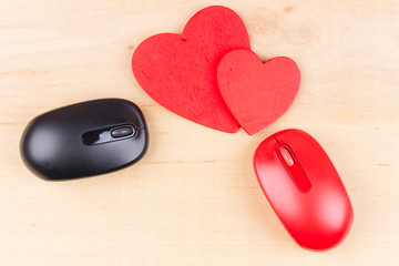 Card for Valentine's Day with two computer mice