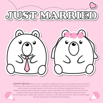Lovely couple cute bear with pink heart in Valentine concept