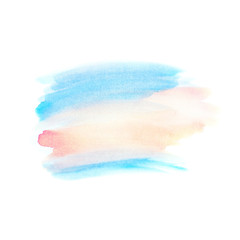 Watercolor background. Freehand painting. Blue and red colors.