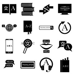 Translator profession icons set, simple style