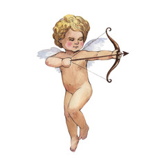 Happy Valentines Day love celebration in a watercolor style isolated.