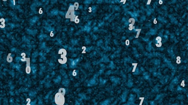 Abstract animated dark blue pattern with rising rapidly changing decimal digits
