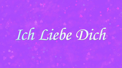 "I Love You" text in German "Ich Liebe Dich" on purple backgroun
