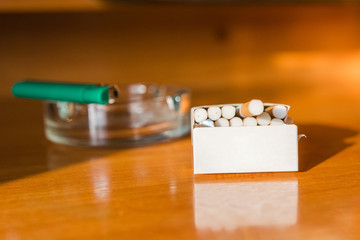 Cigarettes lie on a table