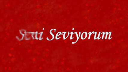 "I Love You" text in Turkish "Seni Seviyorum" turns to dust from