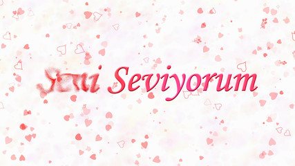 "I Love You" text in Turkish "Seni Seviyorum" turns to dust from