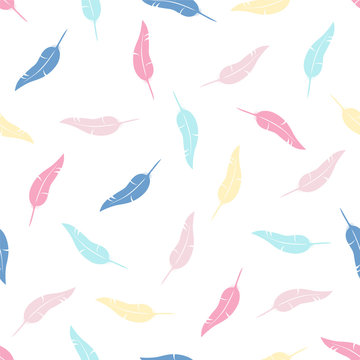 Seamless vector pattern - pastel feathers