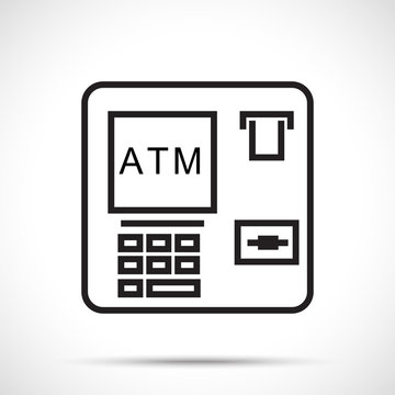 ATM Bank Cash Machine icon isolated on white background. Flat design style.