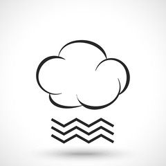 Weather icon. Cloud with fog isolated on white background. Fog symbol. Cloud symbol.