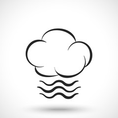 Weather icon. Cloud with fog isolated on white background. Fog symbol. Cloud symbol.