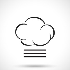 Weather icon. Cloud with fog isolated on white background. Fog symbol. Cloud symbol.