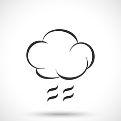 Weather icon. Cloud with fog isolated on white background. Fog symbol. Cloud symbol.