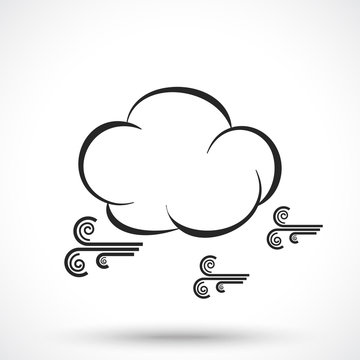 Weather icon. Cloud with wind isolated on white background. Wind symbol. Cloud symbol.