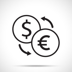 Exchange money icon isolated on white background. Line art style.