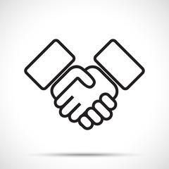 Business agreement handshake icon isolated on white background. Line art style.