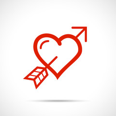 Arrow heart icon. Arrow heart sign. Arrow heart symbol. Valentine's day icon