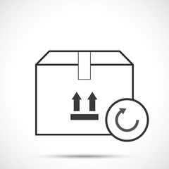 Parcel icon. Return to sender icon. Return delivery conceptual icon.