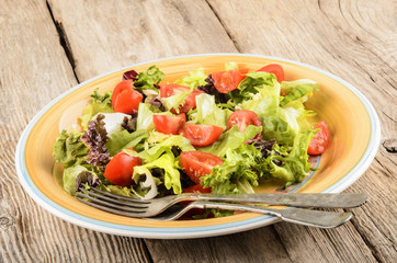 fresh summer salad with tomatoes and goat cheese