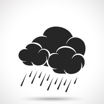 Weather icon. Cloud with rain drops isolated on white background. Cloud symbol. Rain symbol.