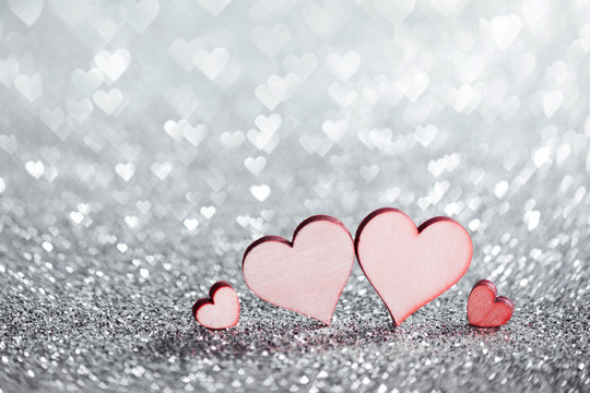 Four hearts on glitters