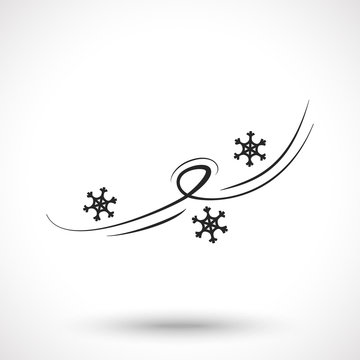 Wind icon with snowflakes isolated on white background. Snowstorm symbol.
