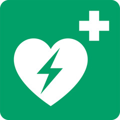 ISO 7010 E010 Automated external heart defibrillator - obrazy, fototapety, plakaty
