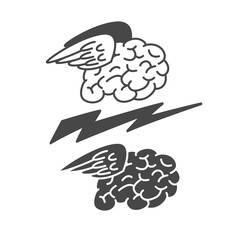 Brain with wings icon, vector illustration logo