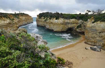 The Loch Ard Gorge rock formation in Port Campbell National Park off the Great Ocean Road in Victoria, Australia