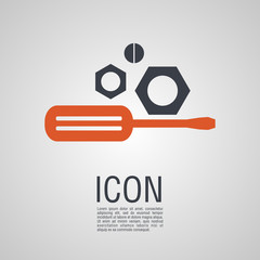 Vector icons in the form of screwdriver with nuts and bolts.