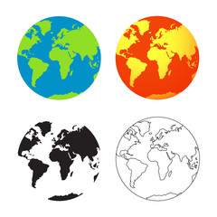 Earth globes flat icons. Vector illustration.