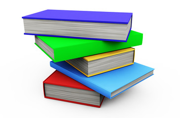 Stack os colorful books isolated on white 3d render