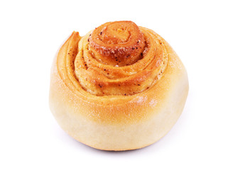 sweet bun with cinnamon isolated on white background