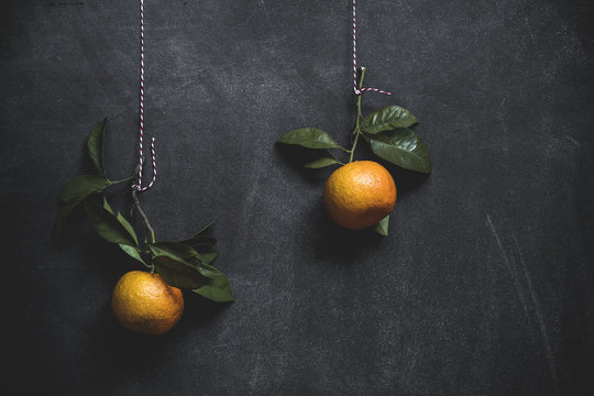 Fototapeta Oranges on dark background