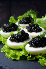 eggs with black caviar