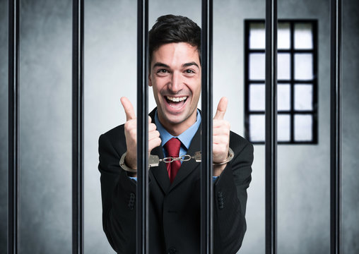Business man happy to be in prison