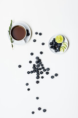 Pile of fresh blueberries top view