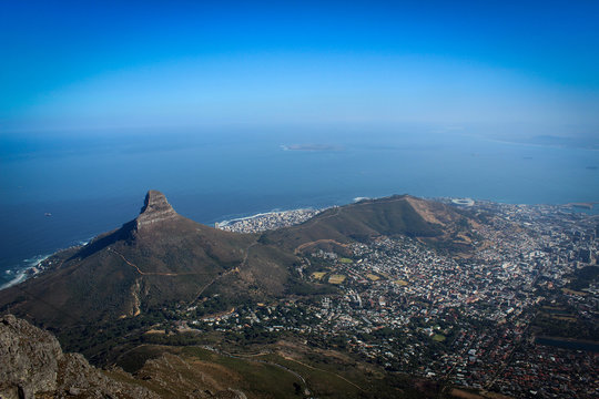 View on the Lion's Head from Table Mountain, Cape Town, South Africa