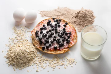 Fotobehang Healthy morning breakfast - pancake, easy and fast to prepare, j © Michal